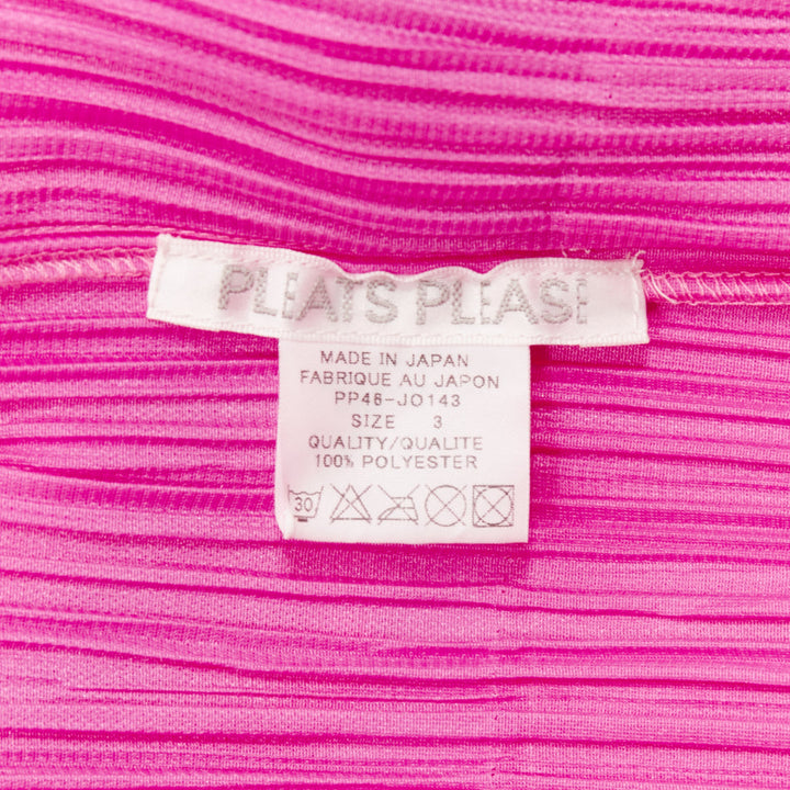 ISSEY MIYAKE Pleats Please hot pink pleated 3D cut hem cardigan jacket JP3 L