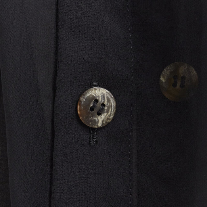 COMME DES GARCONS 1990 Vintage black sheer  deconstructed layered shirt S