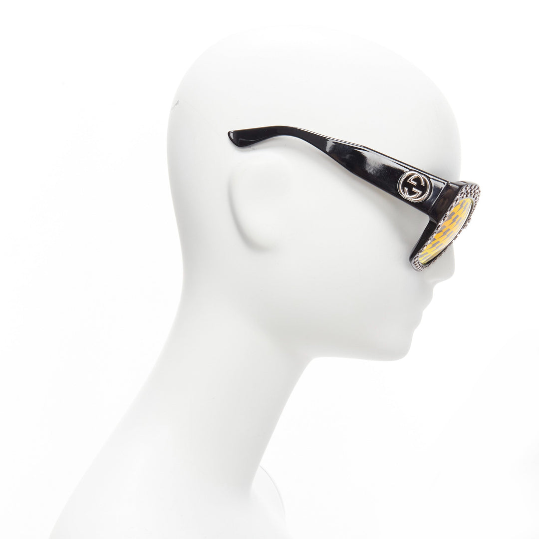 GUCCI GG3870S orange lightning lens square frame star stud sunglasses