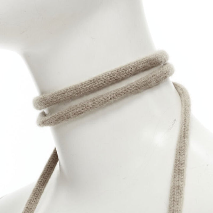 BURBERRY 100% lambs wool red black beige striped mitten glove on string