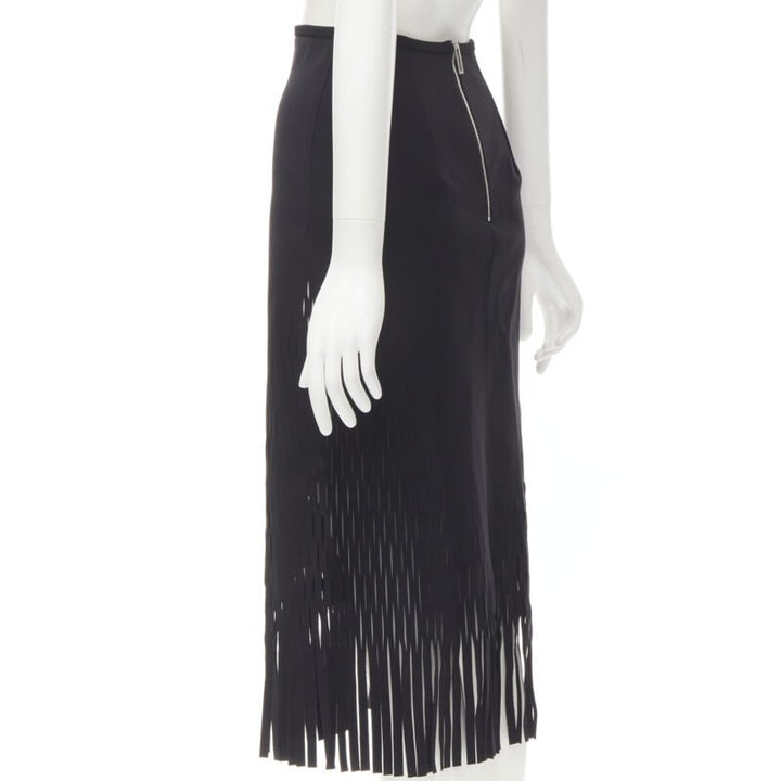 DION LEE laser cut perforated fringe midi skirt S
