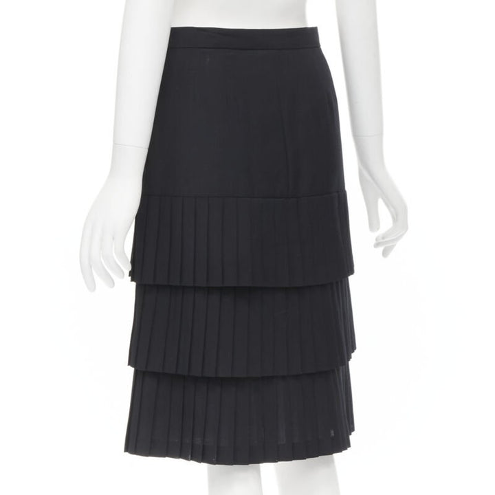 JUNYA WATANABE 1998 black pleated tiered hem pencil skirt S