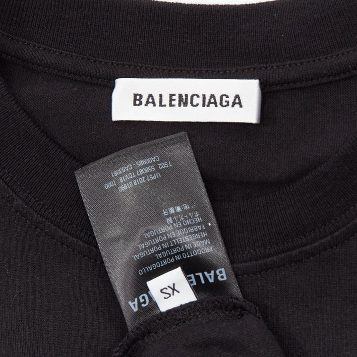 BALENCIAGA 2018 black You Are The World rainbow globe print cropped tshirt XS
