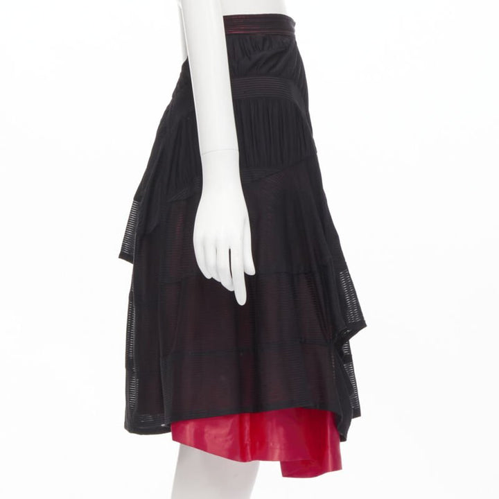 vintage Runway COMME DES GARCONS 80's black red shirred ruffle layered skirt S