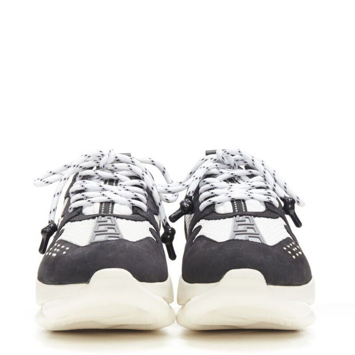 VERSACE Chain Reaction black white red suede mesh low chunky sneaker EU41