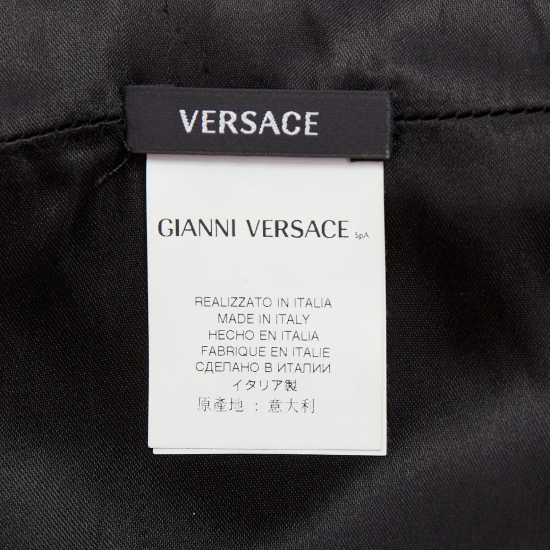 VERSACE black textured rabbit fur soft leather belt shawl scarf vest