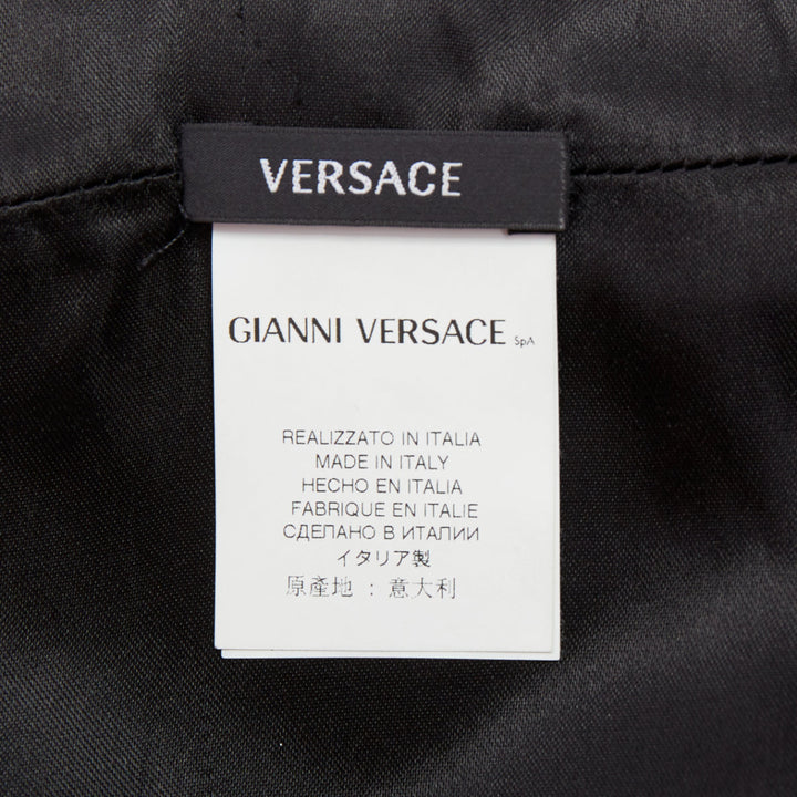 VERSACE black textured rabbit fur soft leather belt shawl scarf vest