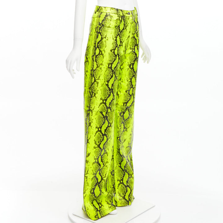 OFF WHITE Virgil Abloh 2019 Runway neon yellow leather wide leg pants IT40 S