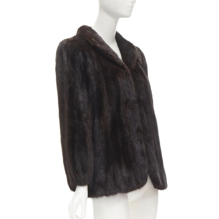 SIBERIAN FUR STORE HONG KONG  fur dark brown short shawl collar short jacket S