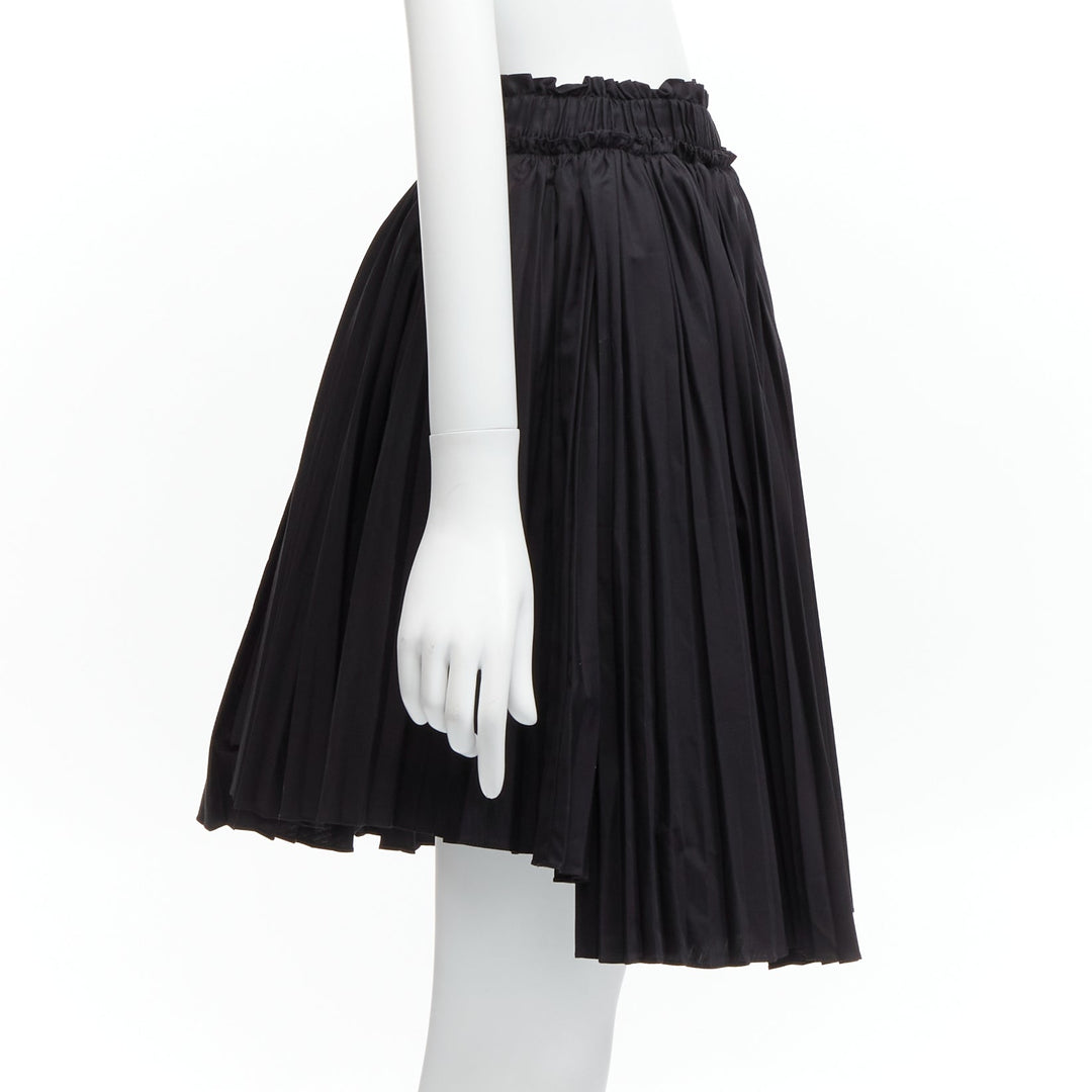 TOD'S black cotton asymmetric high low pleated flared skirt IT38 XS