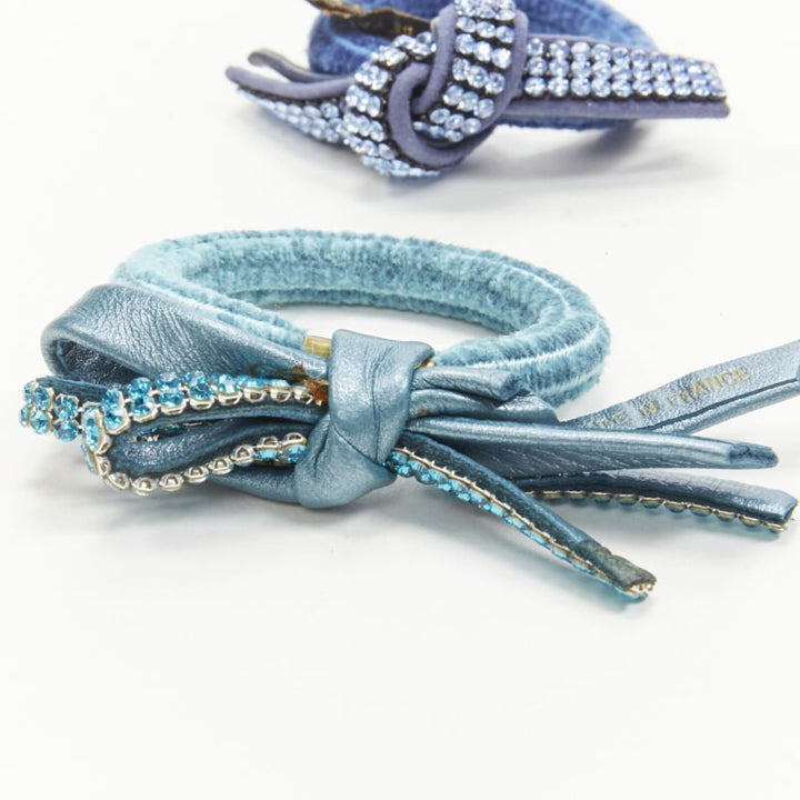 ALEXANDRE DE PARIS Alexander Zouari LOT OF 4 crystal bow hair tie purple blue