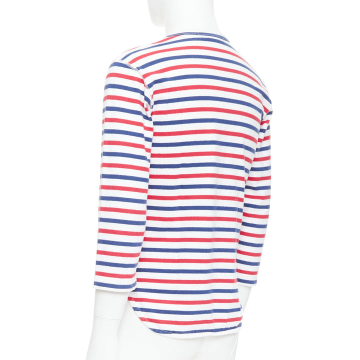 JUNYA WATANABE MAN 2011 red blue striped curved hem shirt S
