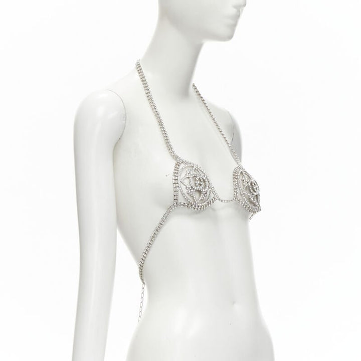 rare GUCCI ALESSANDRO MICHELE 2019 Runway GG rhinestone crystals showgirl bra