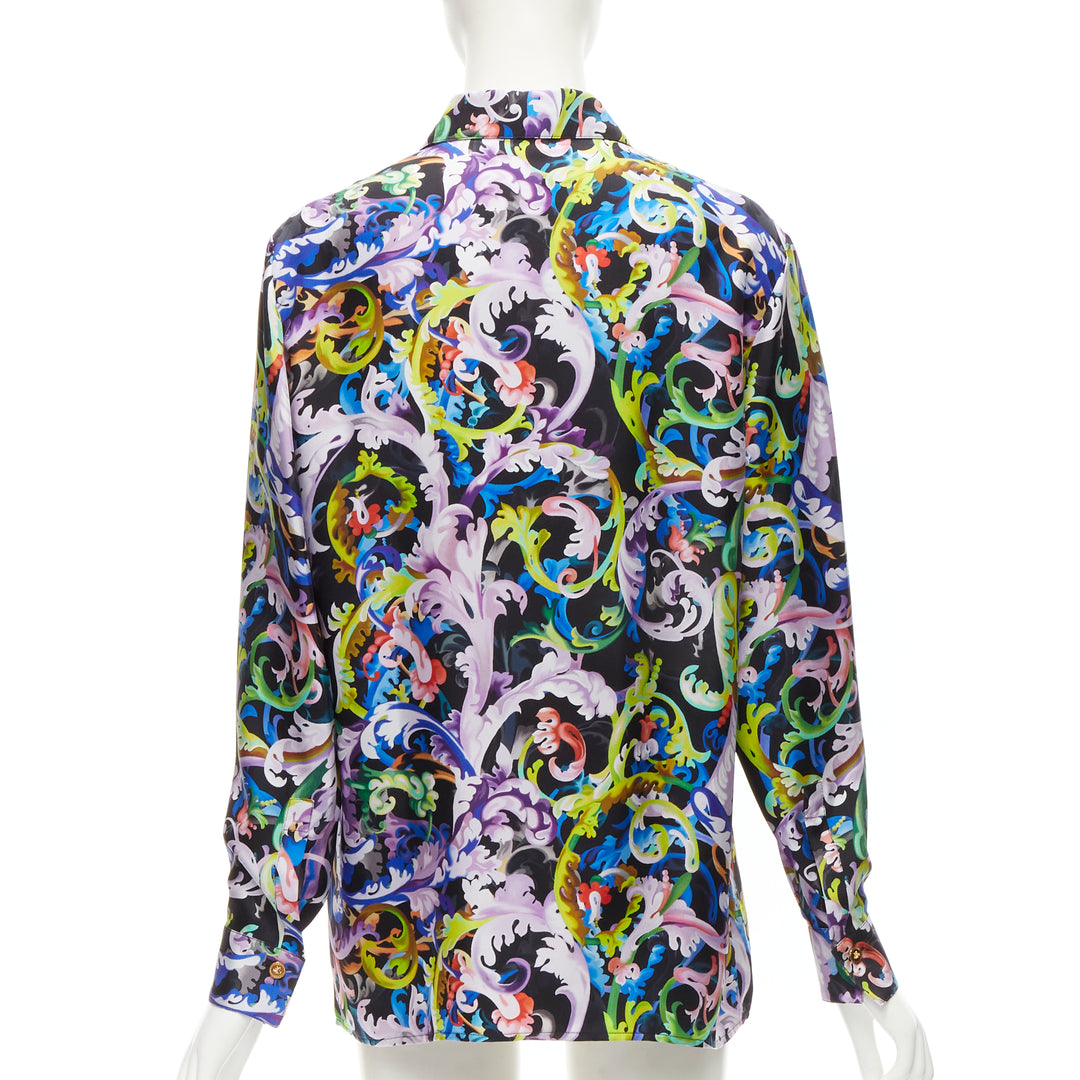 VERSACE 2021 Runway Baroccoflage 100% silk gold Medusa shirt IT42 M