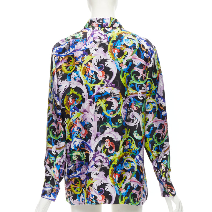 VERSACE 2021 Runway Baroccoflage 100% silk gold Medusa shirt IT42 M
