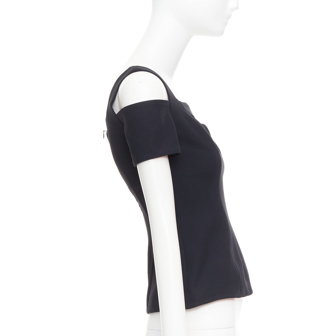ALEXANDER MCQUEEN 2013 black cut out bust cold shoulder top IT38 XS