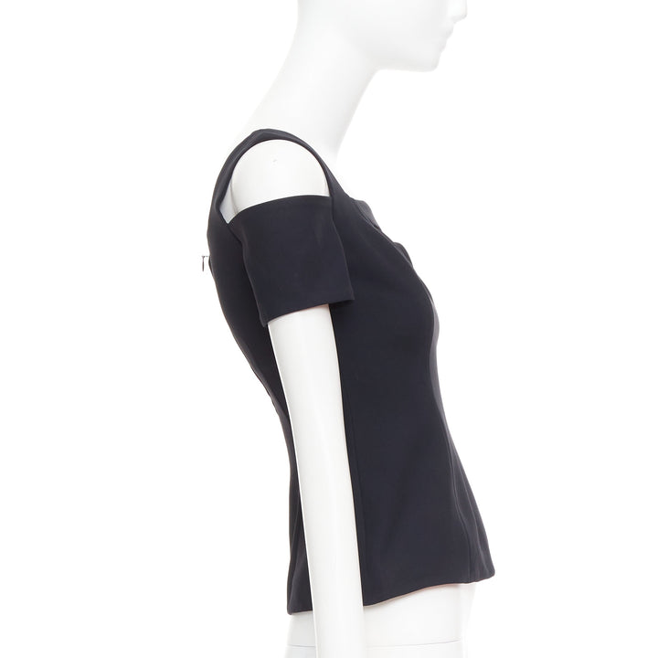 ALEXANDER MCQUEEN 2013 black cut out bust cold shoulder top IT38 XS