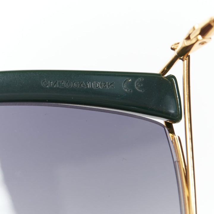DIOR  So Electric green bridge gold trims gradient lens squoval sunnies