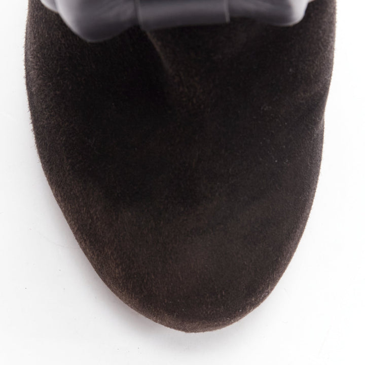 OLD CELINE Phoebe Philo black suede bow high heel mules EU36.5