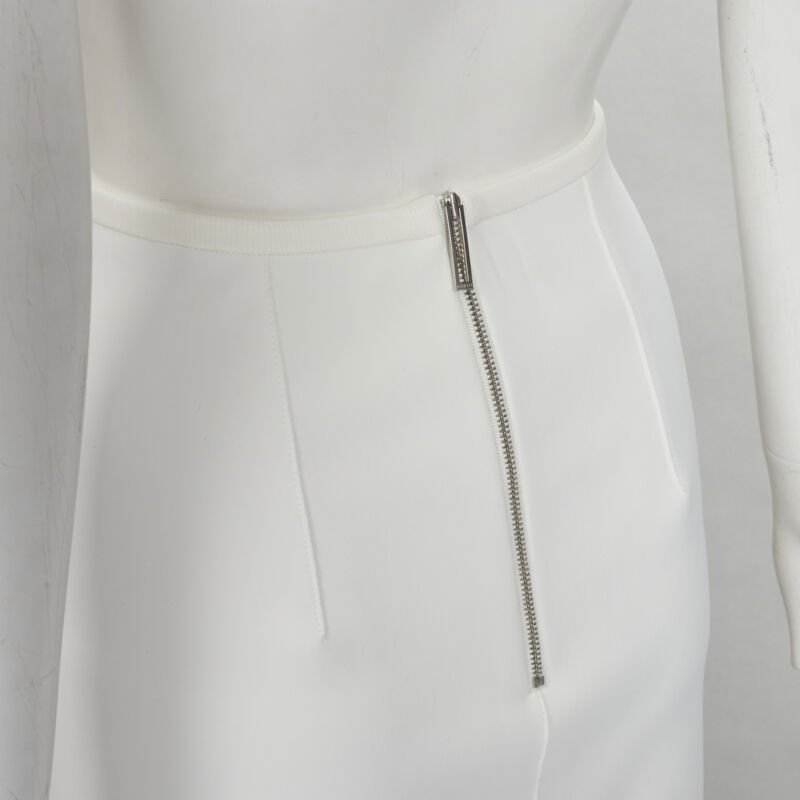 DION LEE white honeycomb cut out fringe hem midi skirt AUS 6 US2 XS
