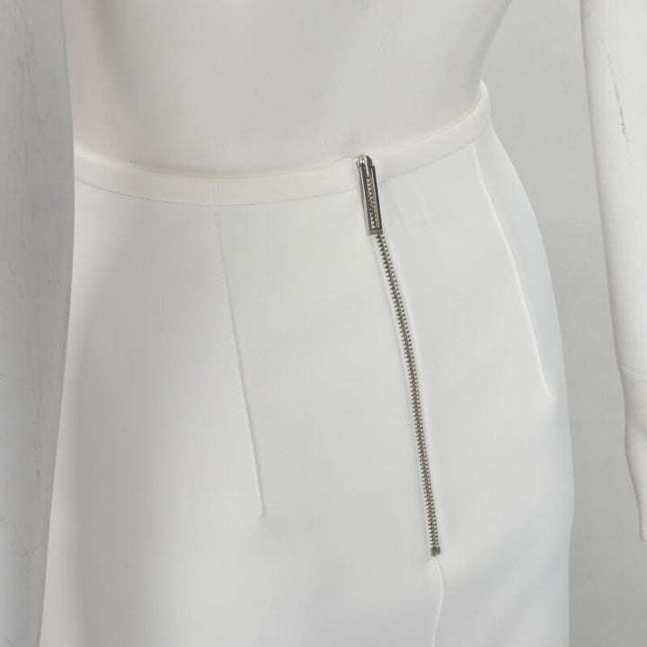 DION LEE white honeycomb cut out fringe hem midi skirt AUS 6 US2 XS