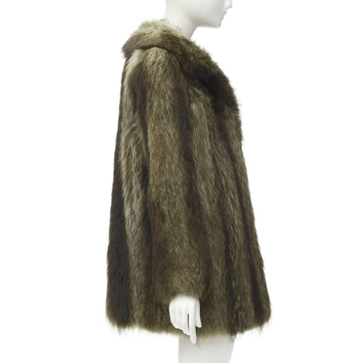 HURTIQ brown fur long sleeve collar hook eye jacket coat