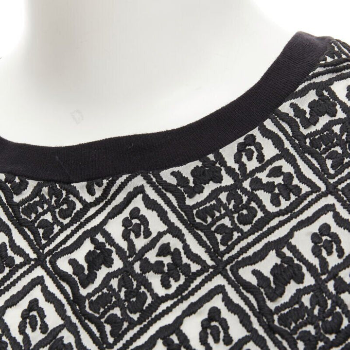 GIAMBATTISTA VALLI geometric jacquard front black cotton t-shirt dress XXS