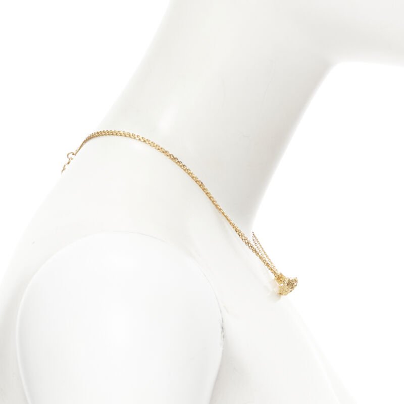 VERSACE Medusa Safety Pin pendant gold tone nickel short necklace choker