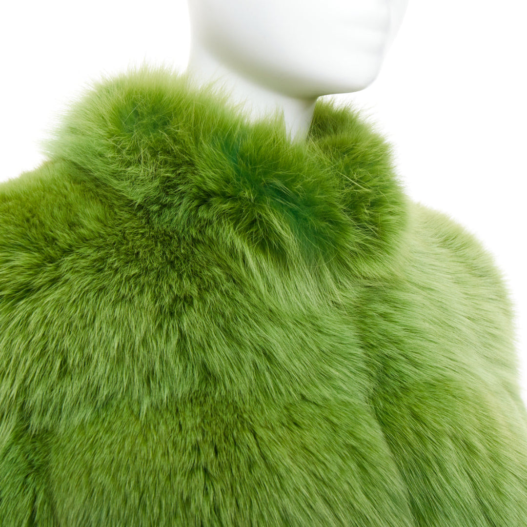 rare EMILIO PUCCI green dyed mink fur stand collar jacket coat IT40 S