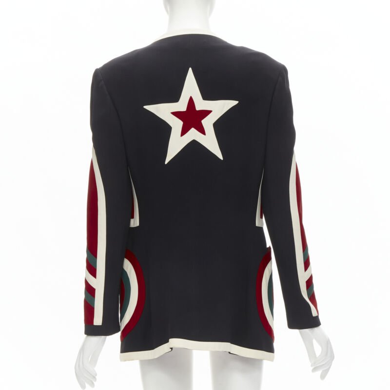 MOSCHINO COUTURE! black red creoe Star Bullseye geometric blazer IT42 L