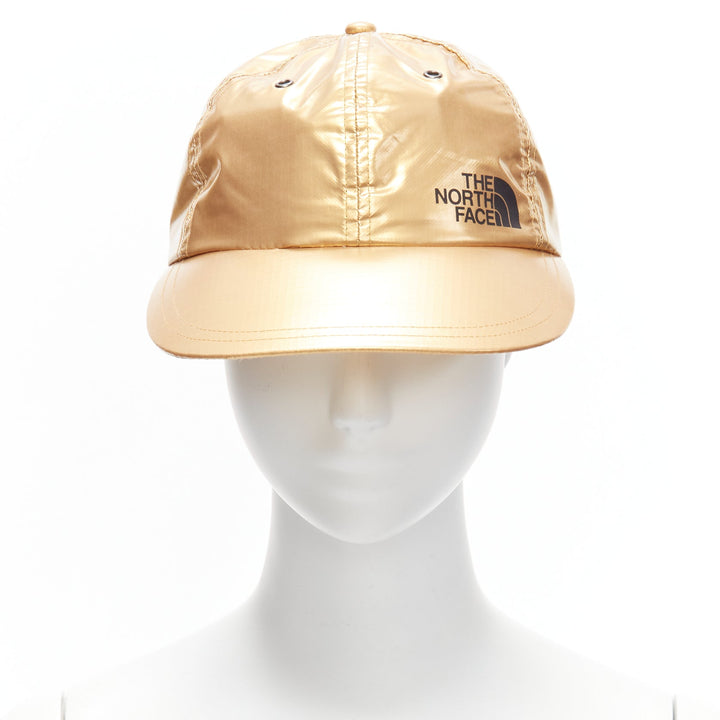 SUPREME The North Face metallic gold black logo 6 panel cap