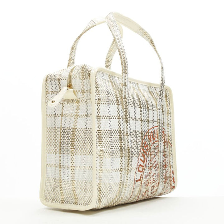 rare LOUIS VUITTON Street Shopper PM metallic gold silver woven leather tote bag