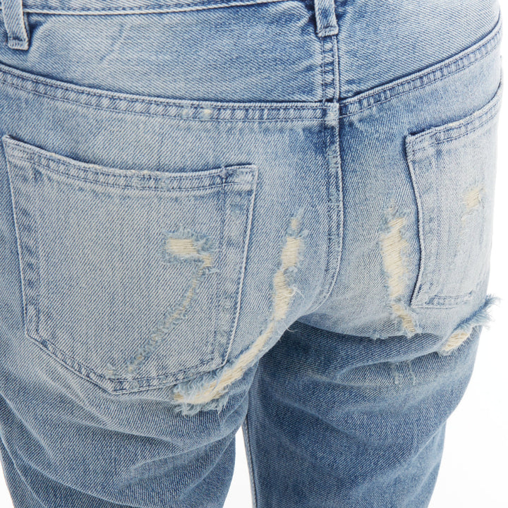 ACNE STUDIOS Pop Trash blue washed cotton ripped distressed back  jeans FR34 XS