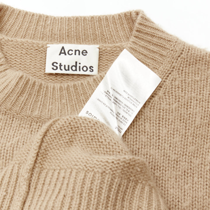 ACNE STUDIOS Peele beige wool cashmere brushed crew neck sweater S