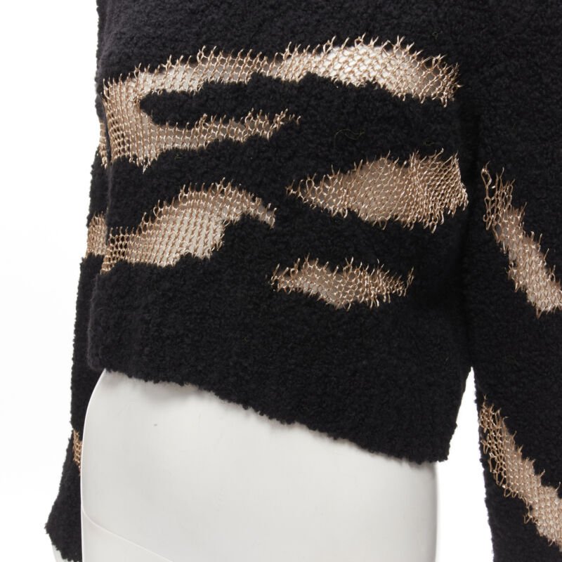 PHILOSOPHY DI LORENZO SERAFINI gold lattice sheer black slouchy sweater top IT38