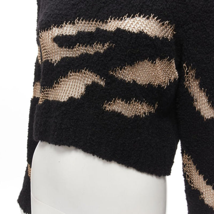 PHILOSOPHY DI LORENZO SERAFINI gold lattice sheer black slouchy sweater top IT38