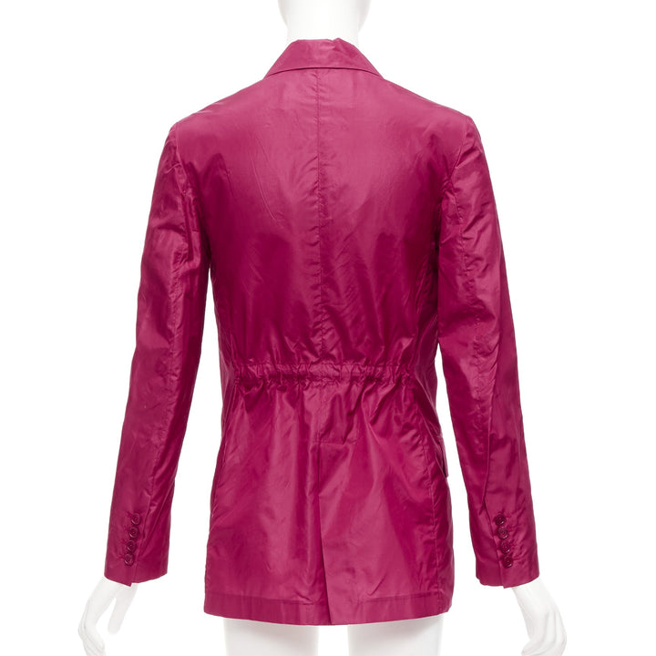VALENTINO Piccioli 100% silk raspberry pink cinched waist casual blazer IT36 XXS