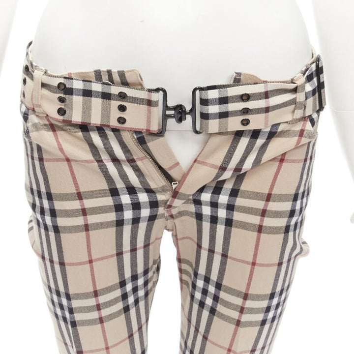 BURBERRY LONDON House Check Signature brown belted cropped pants UK6 US4 S