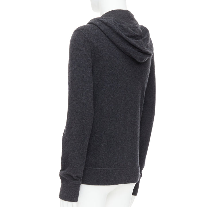 DOLCE GABBANA 100% cashmere grey silver logo zip hoodie IT48 M