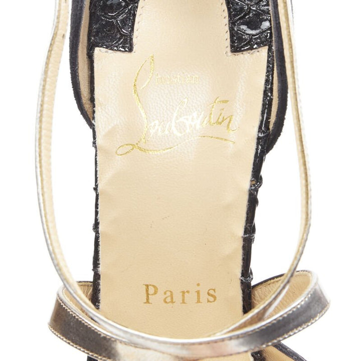 CHRISTIAN LOUBOUTIN Cross Blake black leather metallic cross strap pump EU36
