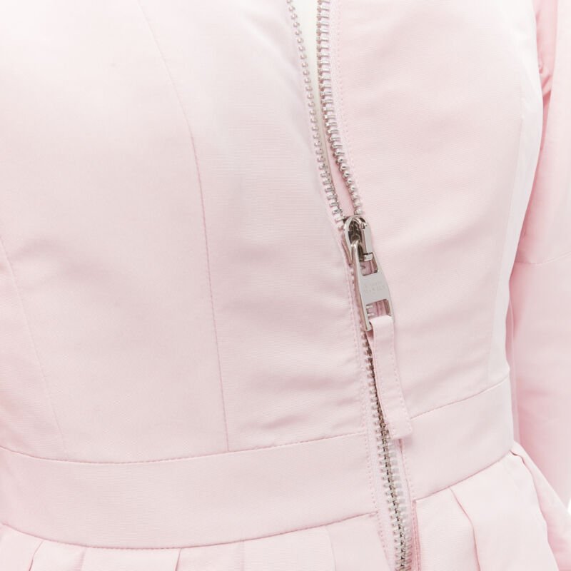 ALEXANDER MCQUEEN faille light pink ballon sleeve technical dress IT38 XS