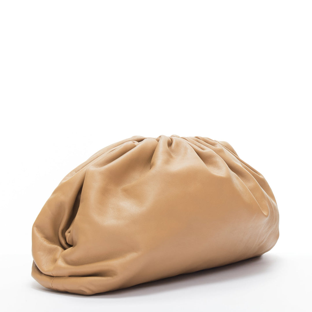 BOTTEGA VENETA The Pouch tan leather dumpling clutch bag