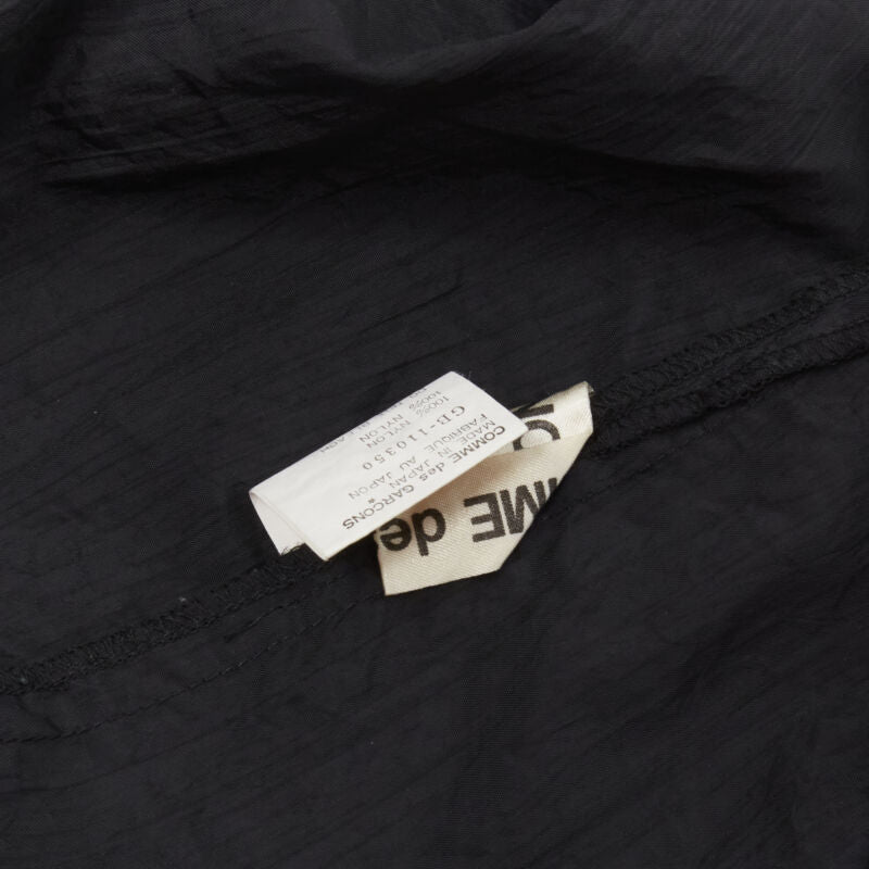 COMME DES GARCONS 1980's Vintage black crinkled nylon twist back shrug jacket