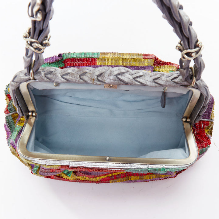 rare BOTTEGA VENETA 2006 Limited Edition multicolor scaled leather frame bag