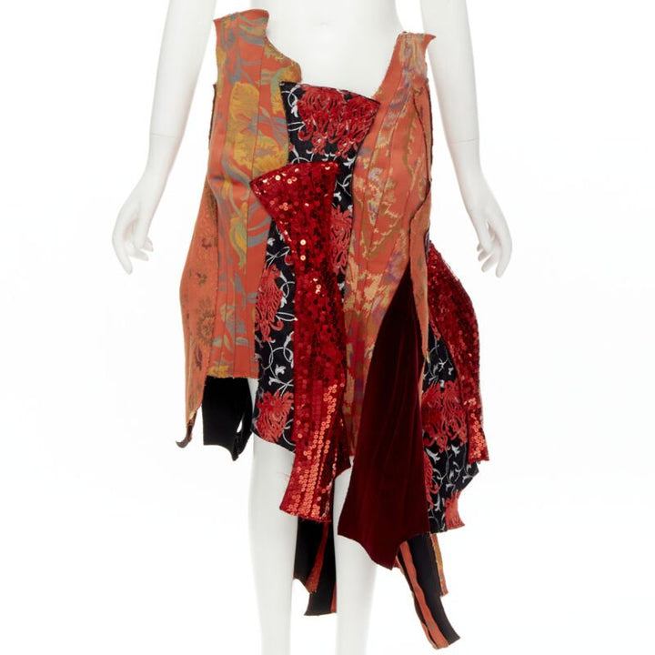 rare COMME DES GARCONS 2010 Runway oriental jacquard sequins devore skirt S