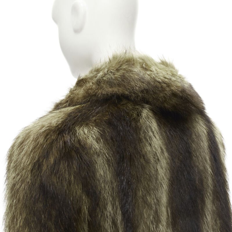 HURTIQ brown fur long sleeve collar hook eye jacket coat