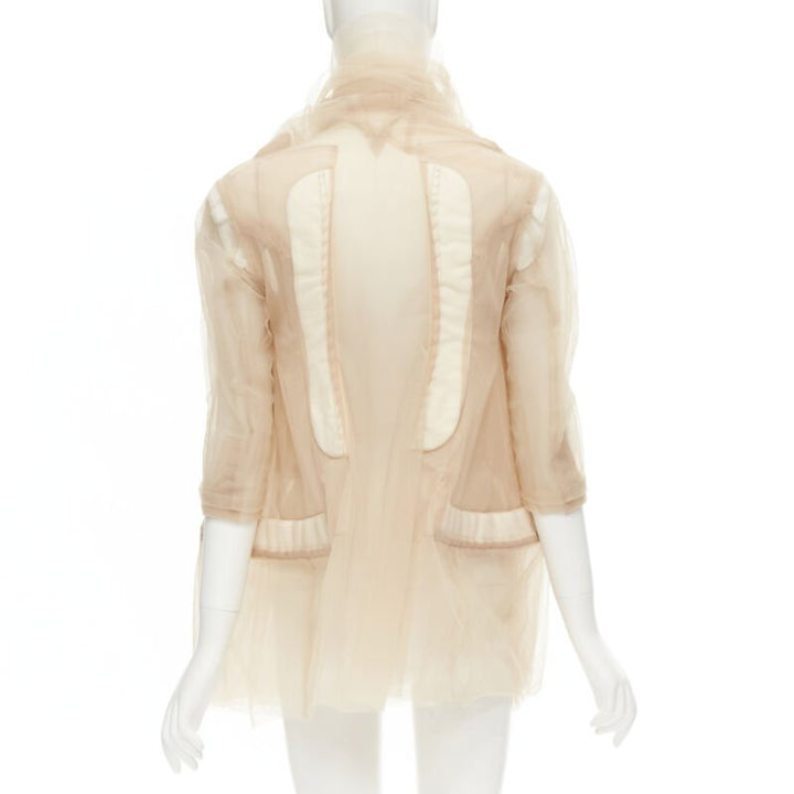 rare COMME DES GARCONS 2009 Runway nude deconstructed inside out tulle jacket XS