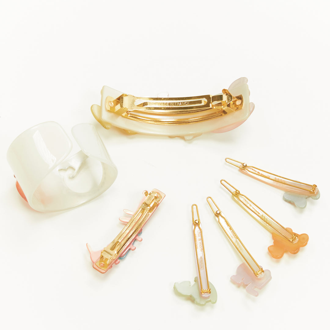 CHIC & MODE Alexandre Zouari crystal horse plane acrylic bangle hair clip X7