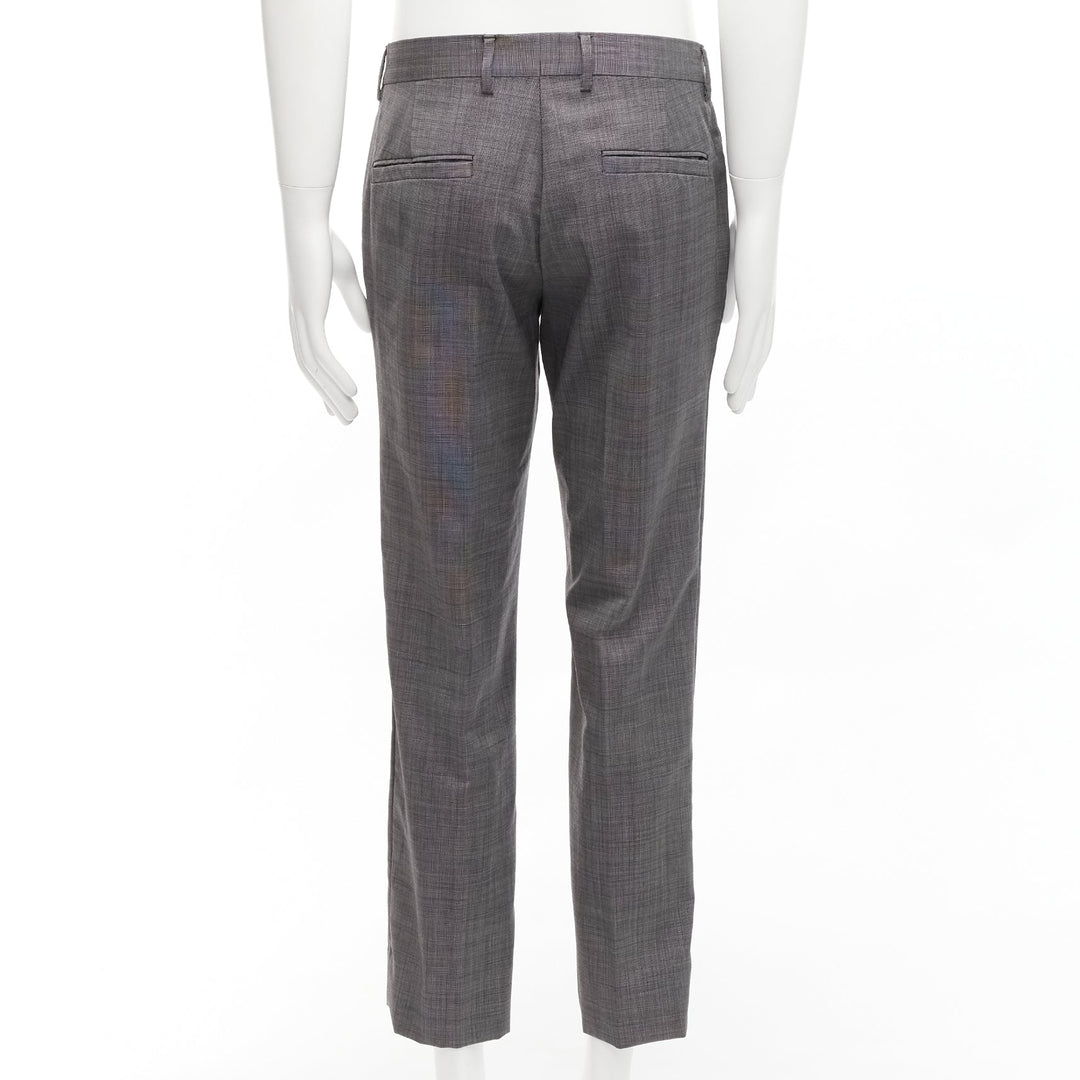 VERSACE 100% cotton grey checkered straight leg dress trousers IT48 M