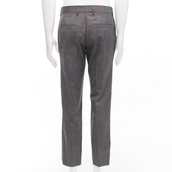 VERSACE 100% cotton grey checkered straight leg dress trousers IT48 M